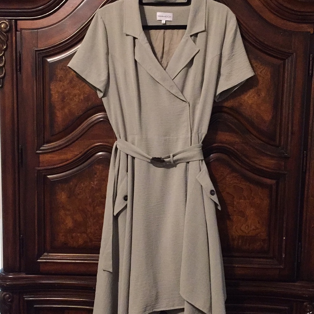 Green belted dress